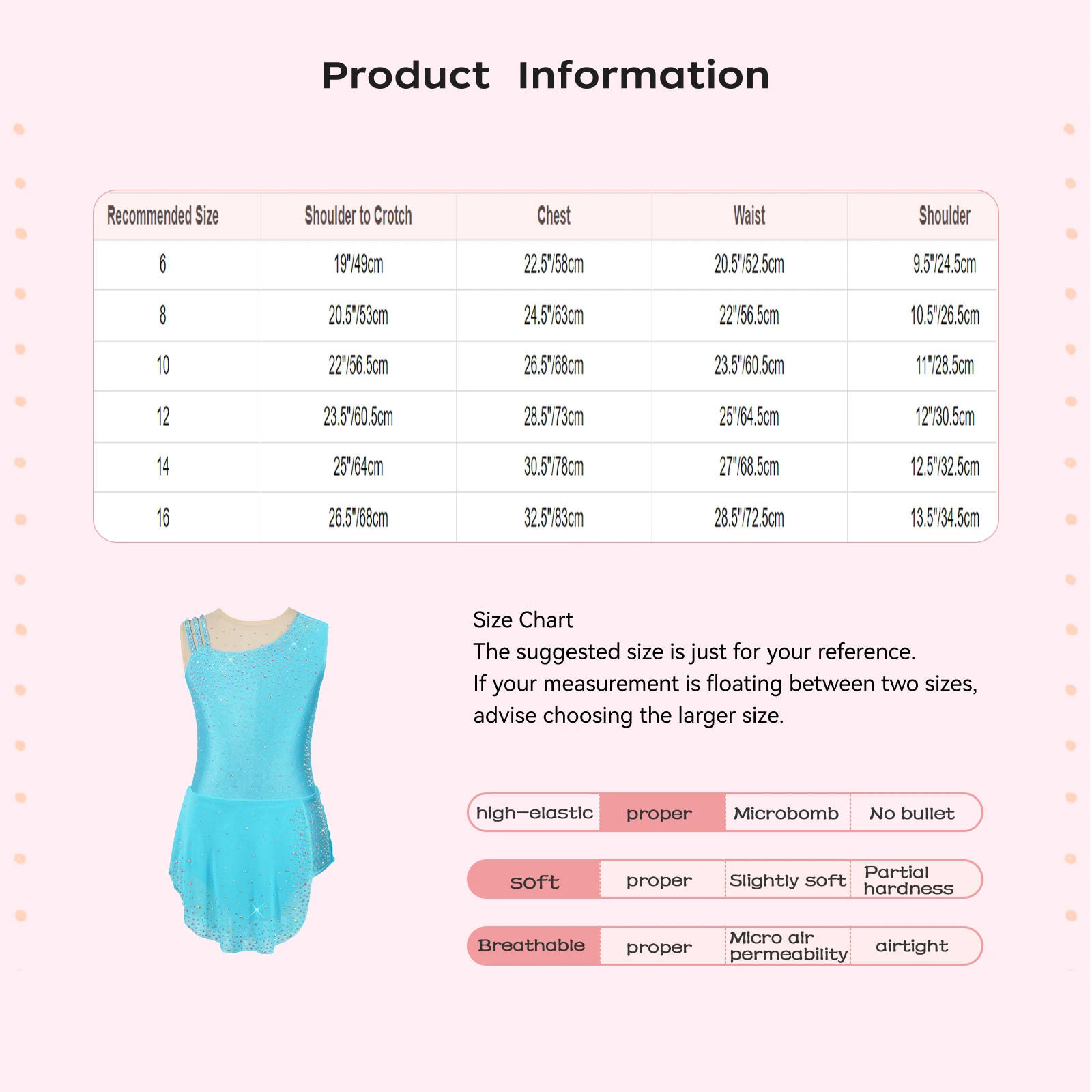 Kids Girls Rhythmic Gymnastics Costume Sleeveless Sparkling Rhinestone Dress with Built-in Briefs for Performance Competition