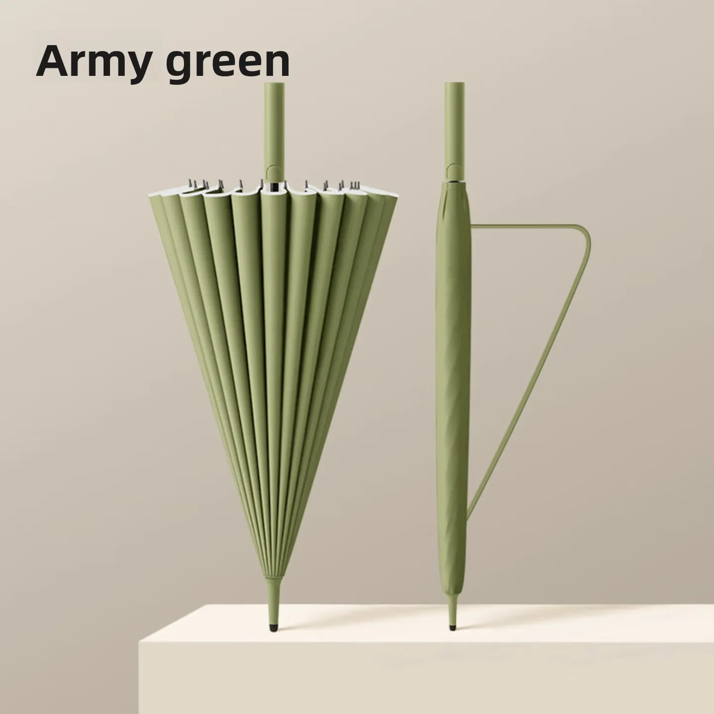 Double Layer Windproof Umbrella, Large Long Handle Rain Canopy with 24 Rib Frame, Seamless Waterproof for Storm