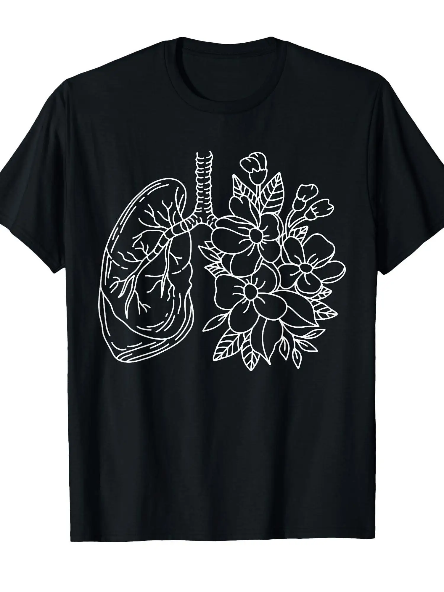 2026 Men's Heavyweight 180gsm Anatomical Lungs & Respiratory System Medical Chart T-Shirt - Labeled Bronchi, Alveoli, Trachea &