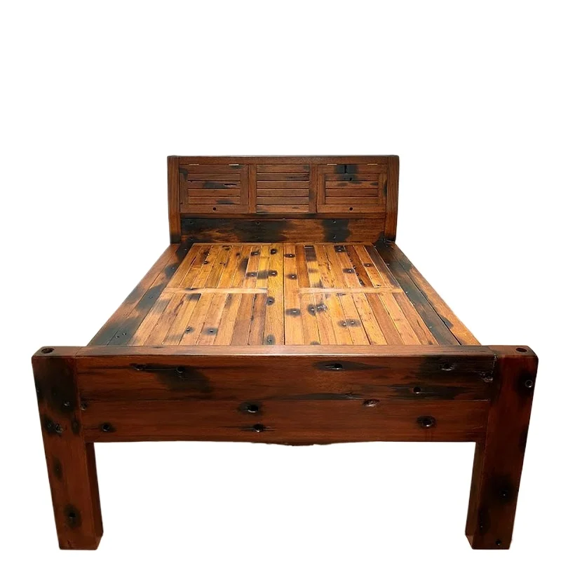 #Double Bed Solid Wood Chinese Style Customizable Storage Space Made Model