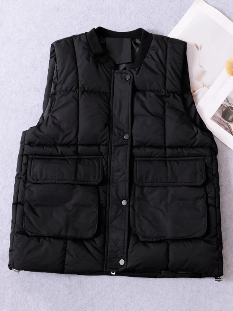 Fashion Casual Cotton-Padded Women Waistcoat 2024 New Winter Light Weight Outerwear Sleeveless Jackets Ladies Down Cotton Vest