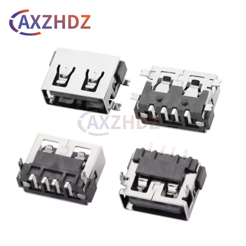 20PCS AF 90 Degree Side Plug Horizontal Vertical 180 Degree Curling Short Body 10.0mm Flat Mouth Edges USB Socket Interface USB