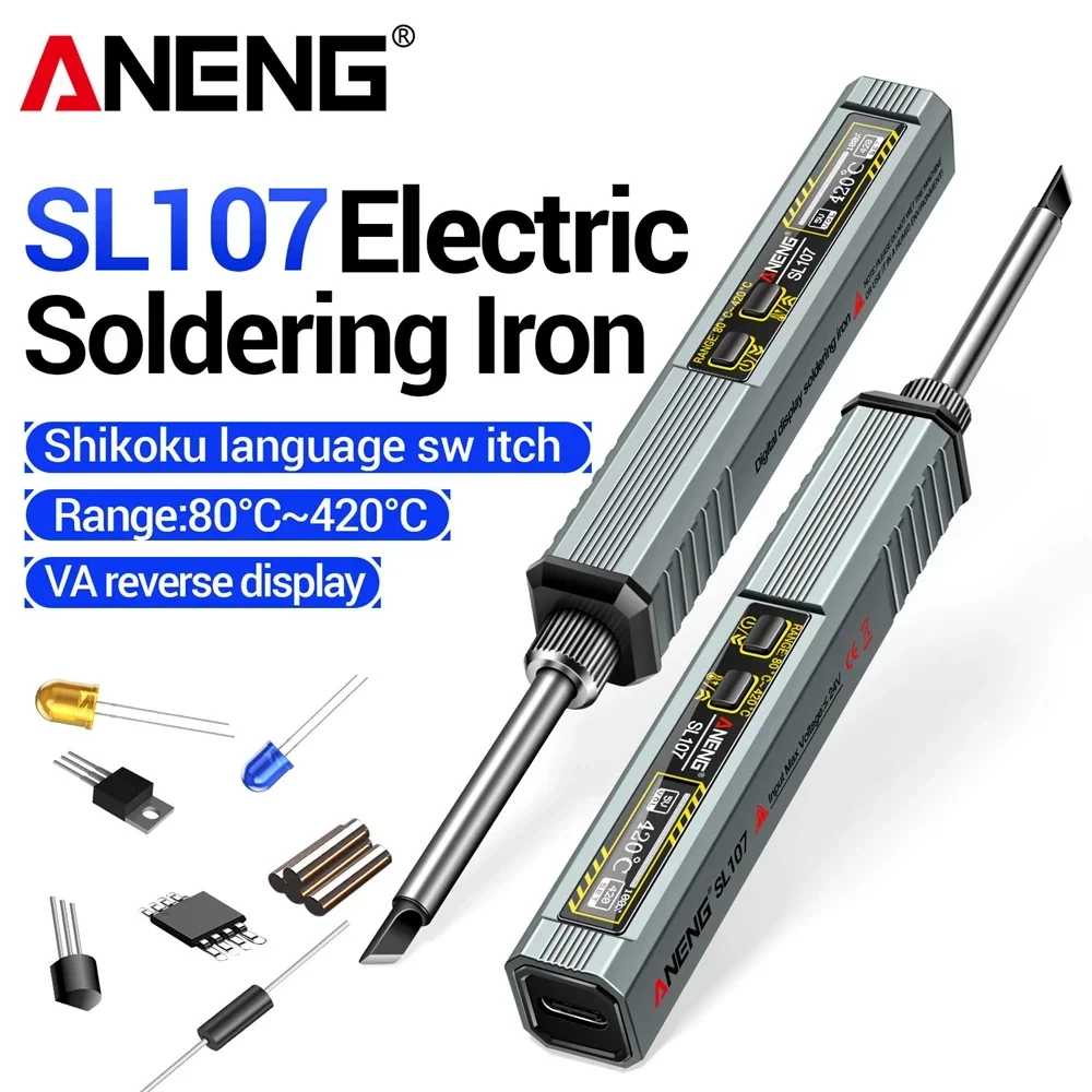 

Adjustable Temperature 80-420℃ Fast Heat Portable Repair Smart Welding Solder Iron Tip tools ANENG SL107 Electric Soldering Iron