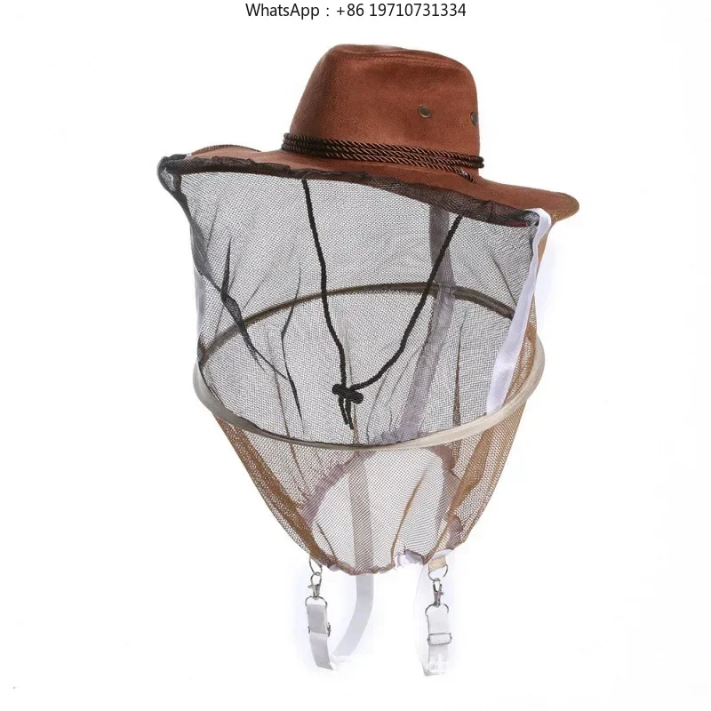50 Pieces Cowboy Hat Style Beekeeper Anti-Bee Insect Net Veil Head Face Protector for Top Quality Beekeeping Equipment