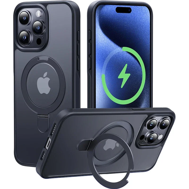 Funda magnética con anillo para iPhone 17 Pro Max Air 16 16E 15 14 Case Plus 13 11 12, con soporte