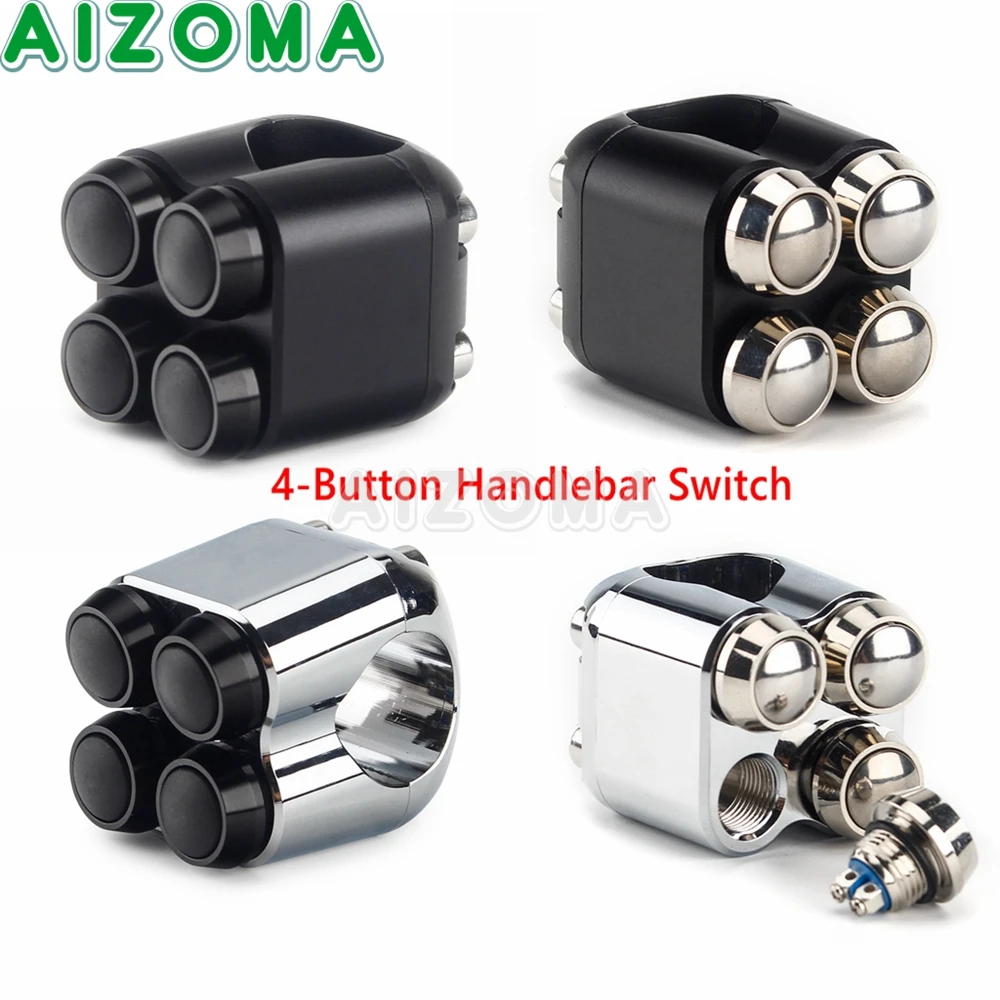 Unviersal Motorcycle 4 Buttons Switch Aluminum 7/8