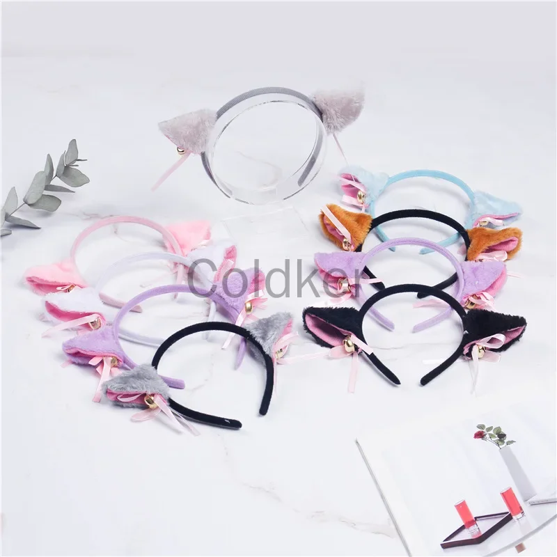 Girls Boys Anime Characters Cosplay Costume Kawaii Accessories Lovely Plush Cat Ears Decorate Headbands Halloween Headwear 2022