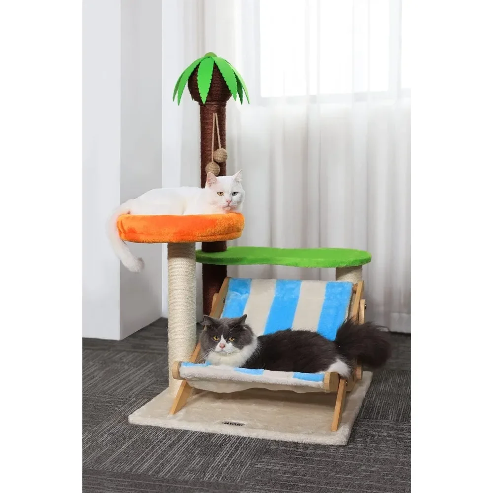 43.3 inch Coconut Tree Novelty Deck Chair Cat Tree Tower Condo Furniture Apartment