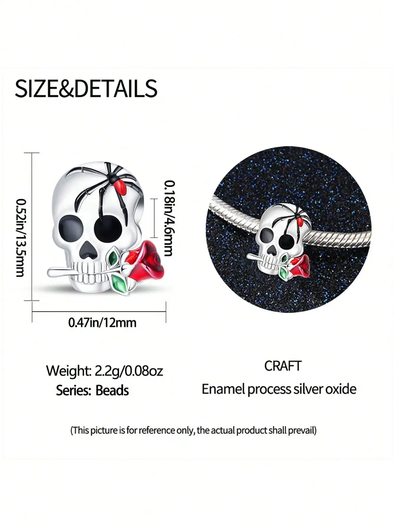 Charms Plata Halloween Sun Rose Skull Beads Charm Silver Plated Fit Silver 925 Original Bracelet for Jewelry Making DIY Charm