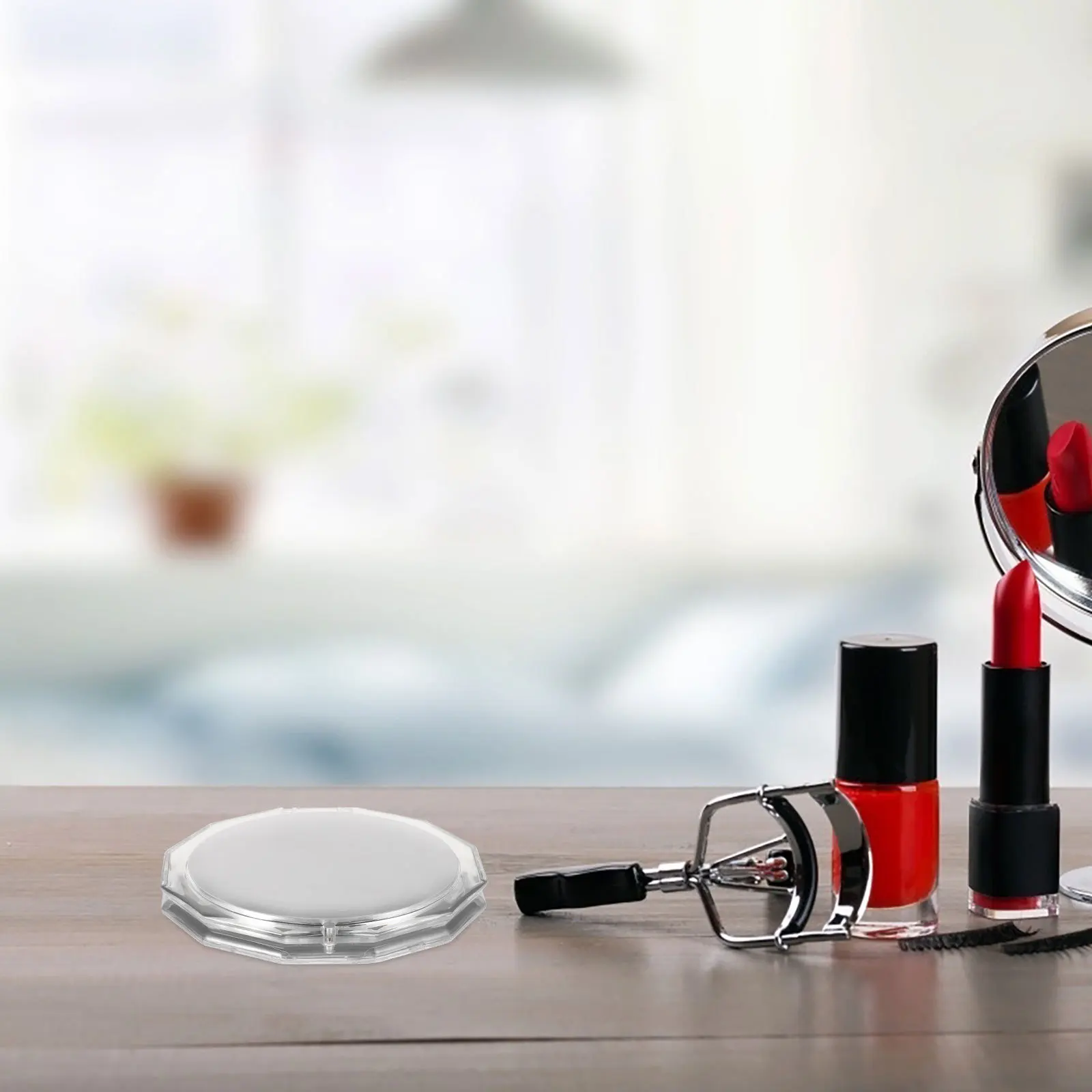 Mini specchio per trucco poligonale pieghevole Piccolo specchio cosmetico portatile compatto e carino per ragazze che viaggiano l'uso quotidiano