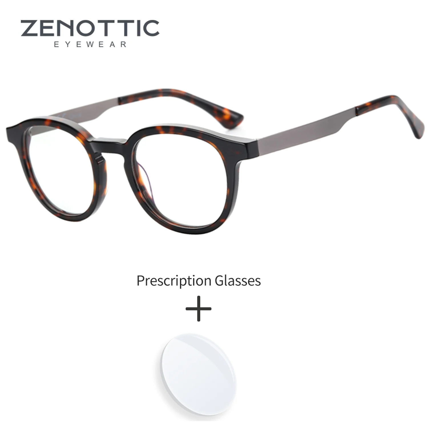 

ZENOTTIC 2025 Acetate Prescription Eyewear Round Progressive Optical Eyeglasses For Men Women Anti-Blue Light Myopia Lenses