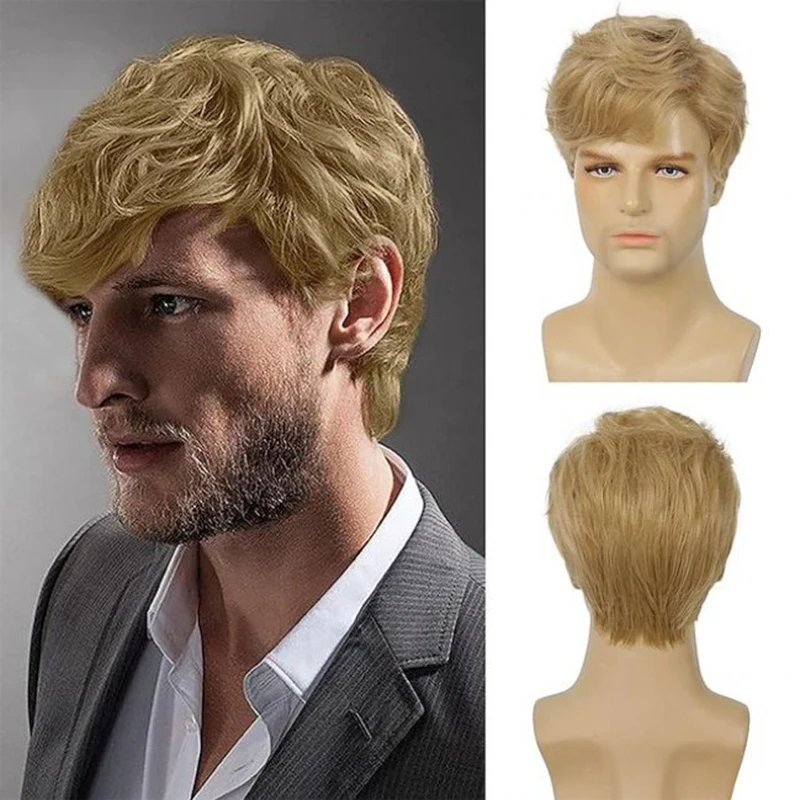 Banquet Man Suit Match Short Curly Hair Man Daily Wear Multicolored Wig Cocktail Party Headwear Africa Style Small Curly Hair