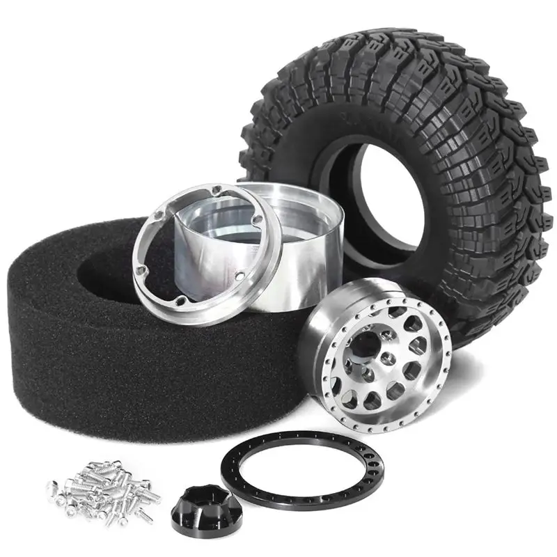 ABJL-4PCS 1.9 Metal Beadlock Tires Claw Mud Terrain Wheel Tires For FCX10 Axial SCX10 Pro SCX10 UTB18 TRX4