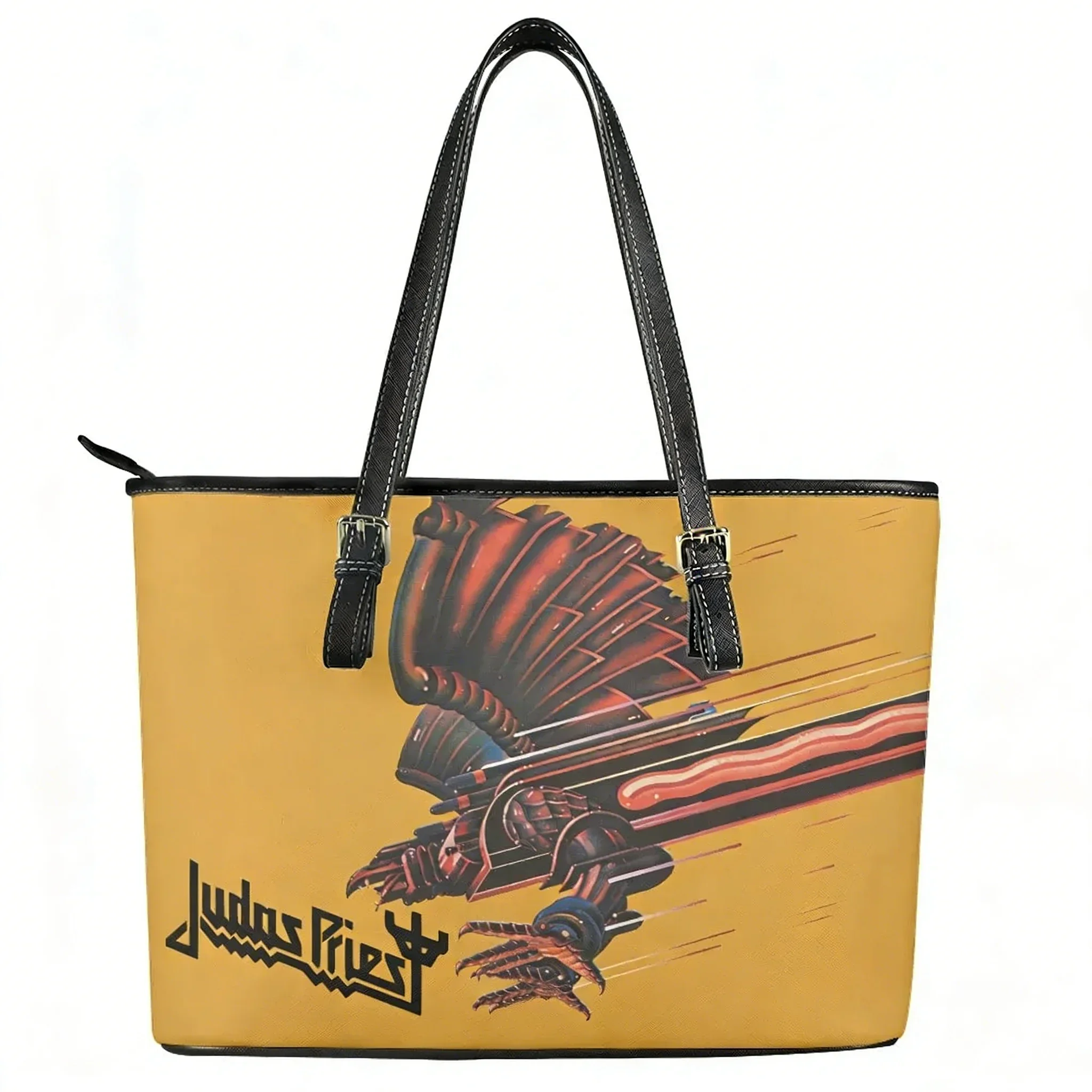 Judas Priest Heavy Metal Rock Custom Handbag Women Men Personalized Tote Bag Shoulder Bag Business Leather Purse Travel Bag Gift