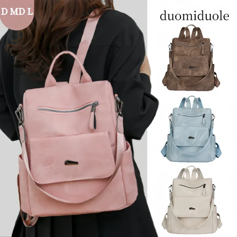 

Рюкзак женский 2026 Весна, мягкий, минималистичный, пастельно-розовый, матовый, из искусственной кожи, многофункциональный, с отделениями на молнии, с клапаном, большой вместимости, повседневный, для ежедневного использования