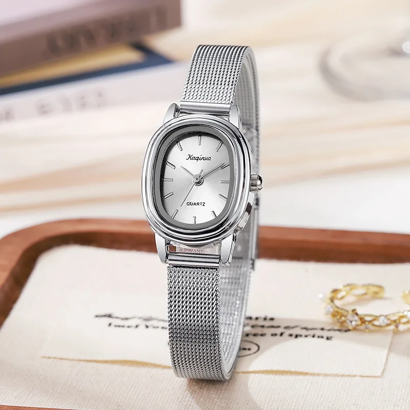 Simple Women Watch Stainless Steel Mesh Band Women's Watch Oval Dial Student Luxury Gift Wristwatch Wholesale Relojes Para Mujer