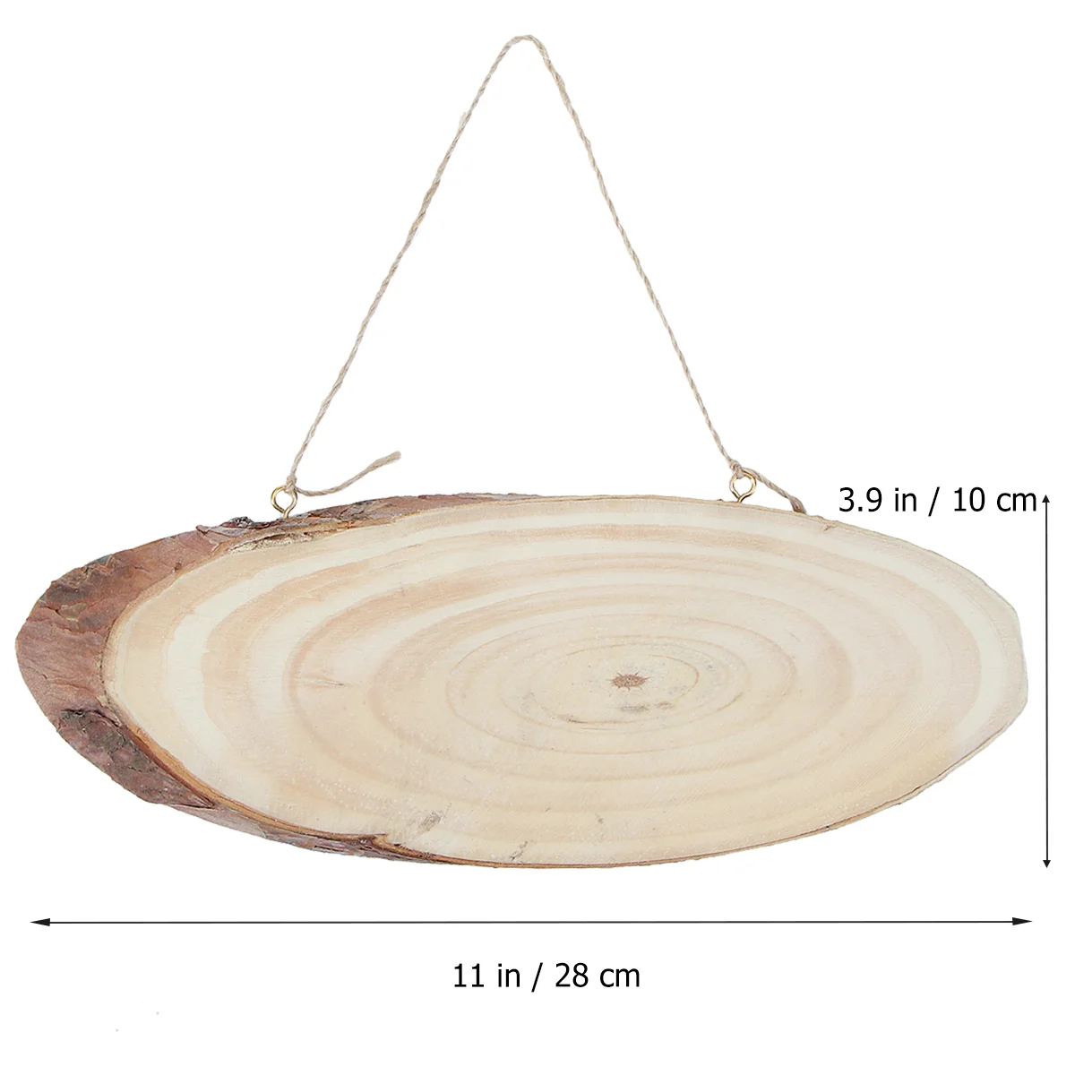 2Pcs Log Slices Unfinished Oval Blank Wooden Disc Tree Log Slice Plaques with Rope for DIY Decoration Crafts Projects