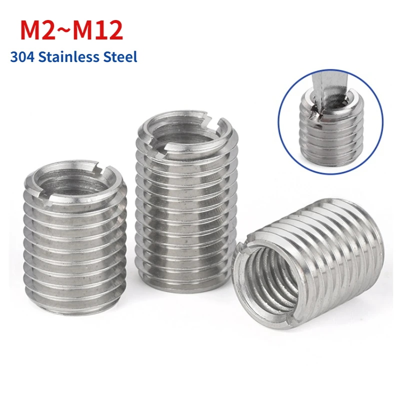 M2-M10 Stainless Steel Sotted Inside Outside Self Tapping Thread Insert Adapter Screw Nuts Sleeve Converter Nut