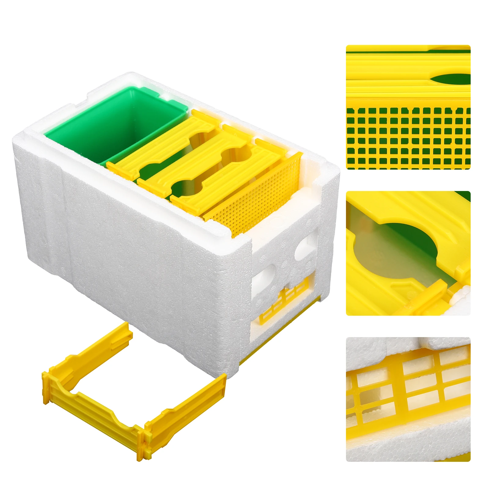 

Beehive Pollination Box 3 Frames Breeding Mating Tool Foam Plastic Quality Safe Beekeeping Equipment Kit Garden Pollination