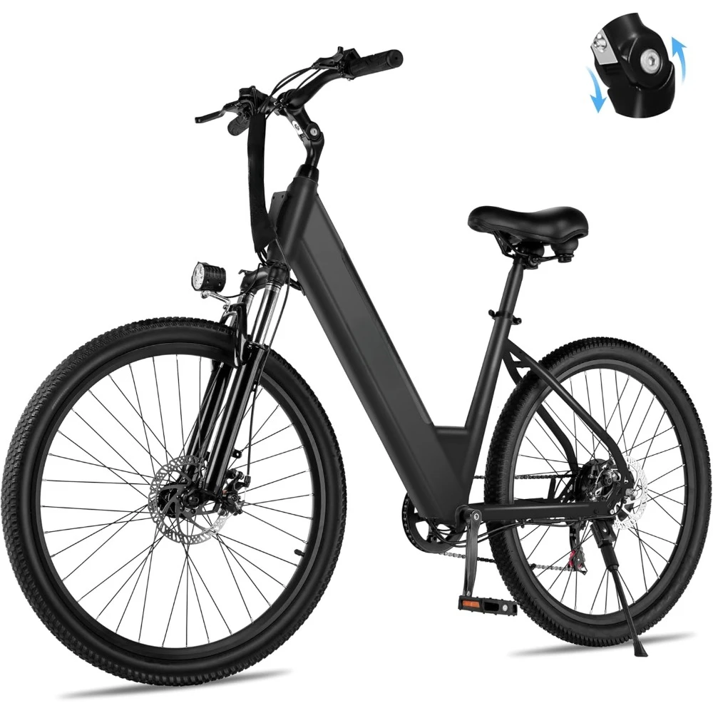 

Electric Bike 26" Step-Through 22MPH Ebike, Built-in Removable Battery,Peak 750W Motor Ebikes with 7 Speed, Commuter E Bicycle