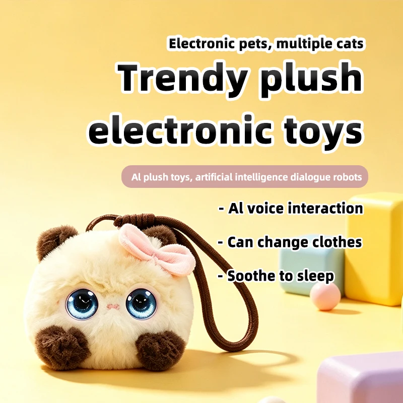 Duoduo Miao AI Plush Toy Smart Electronic Pet Dynamic LED Eyes Multi‑language Voice Dialogue Emotional Companion Recharg