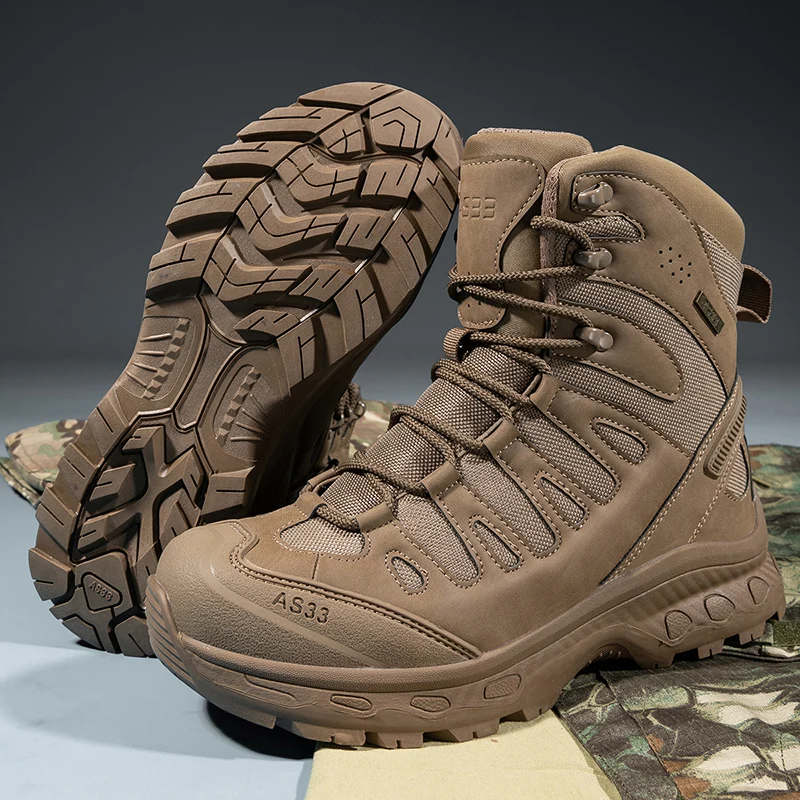 

New Men Tactical Boots Military Brand Hunting Hiking Shoes High Quality Waterproof Desert Motorcycle Unisex Army Climbing Shoes
