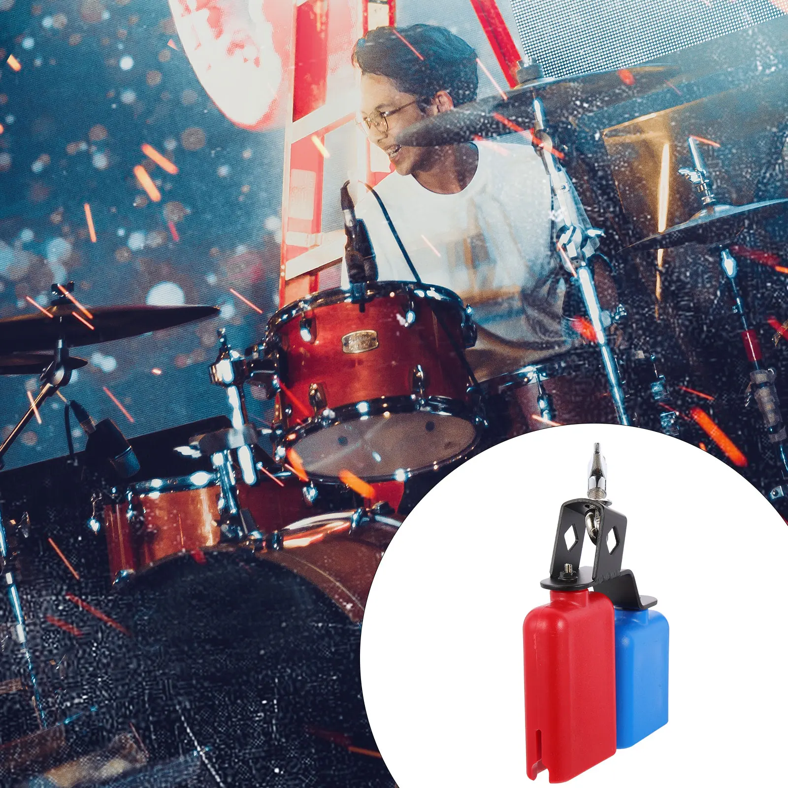 

Cow Bell Cowbell Percussion Instrument Small Accessories Drum with Mount Musical Bells Wood Block