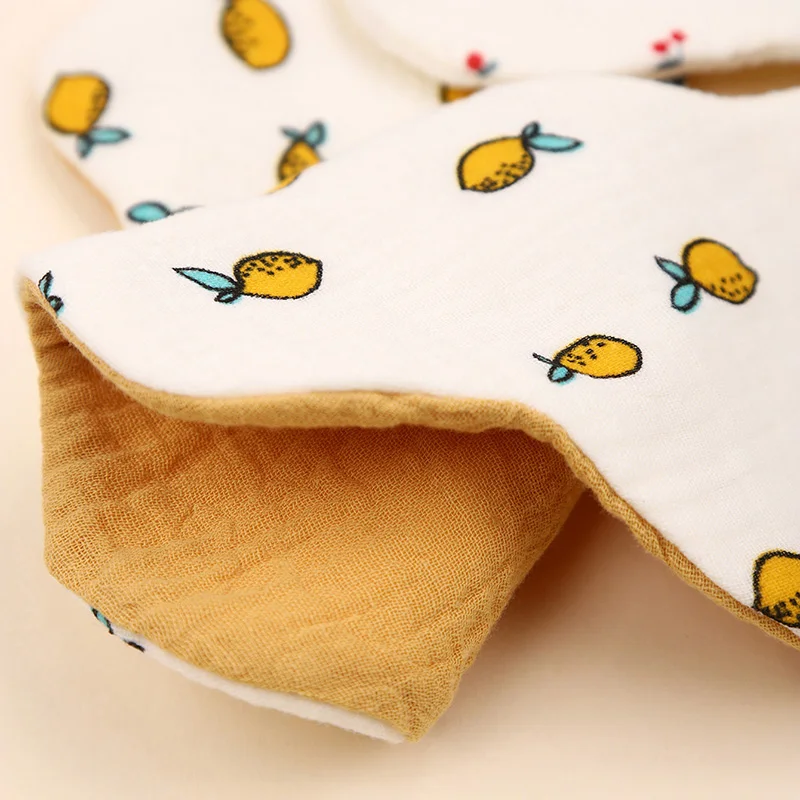 면 프린트 6겹 360도 회전 아기 턱받이 유아 침 흡수 타월 유아용 거즈 턱받이 1개