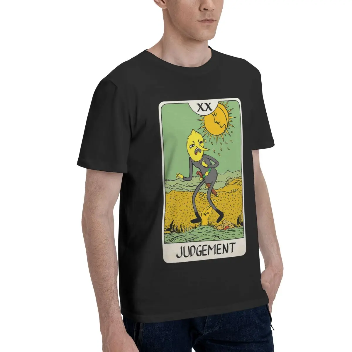 Lemongrab - Tarot Card - Judgement Men's Basic Short Sleeve T-Shirt Black Round Neck Short Sleeve