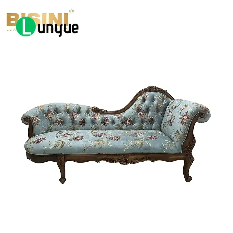 American Antique Solid Wood Recliner Fabric Upholstered Movable Leisure Sofa for Hotel Bedroom Living Room Comfortable