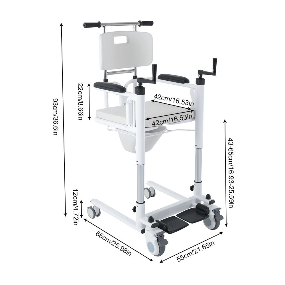 Elevador de transferencia de alta calidad, 4 ruedas silenciosas, silla de ducha, silla de ruedas, silla cómoda para transferencias de pacientes, fácil instalación y