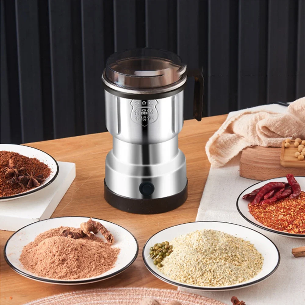 Electric Coffee Grinder,300W Mini Spice Grinder Electric with Stainless Steel Blades Dry Grinder forfor Beans, Spices (Sliver)