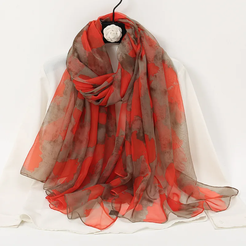 New Women Chiffon Scarf Summer Soft Floral Print Sunscreen Beach Scarves Thin Foulard Viscose Autumn Fashion Female Wrap Shawls