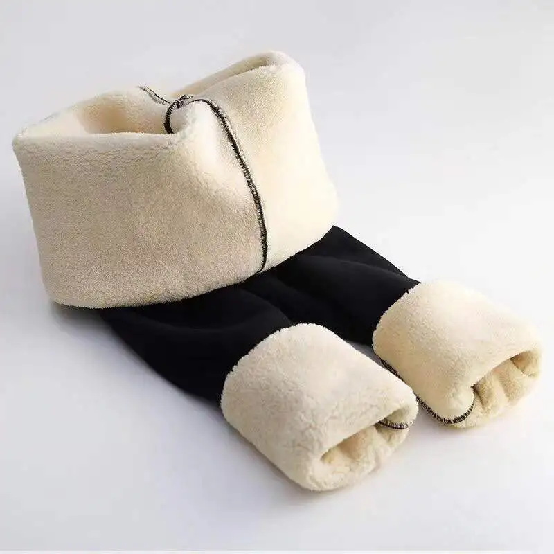 Women Winter Thermal Leggings Black Lamb Fleece Seamless High Waist Thick Legging Simplicity Comfortable Elastic Solid Pants