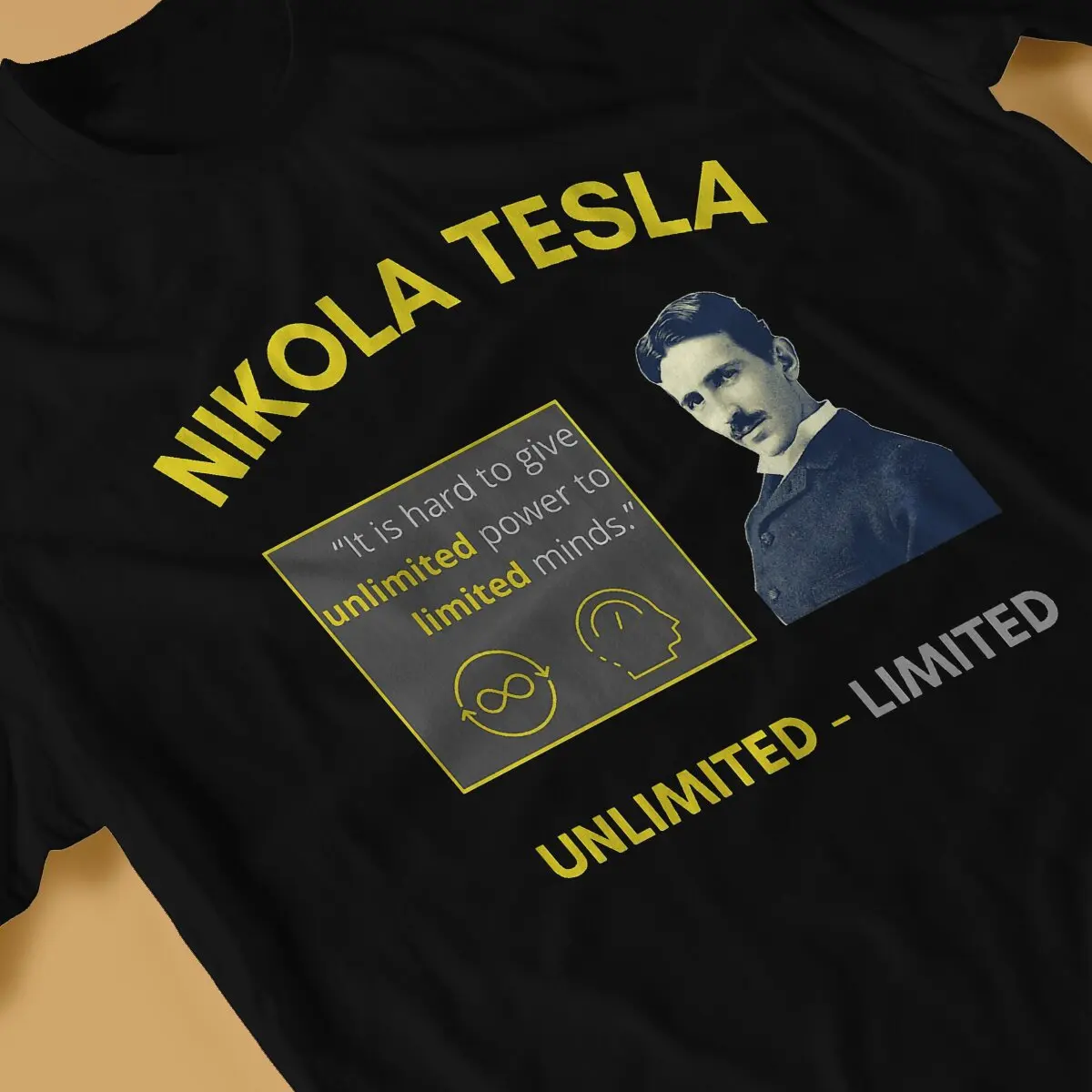 Nikola Tesla Men\'s TShirt unlimited power to limited minds Individuality T Shirt Graphic Streetwear New Trend