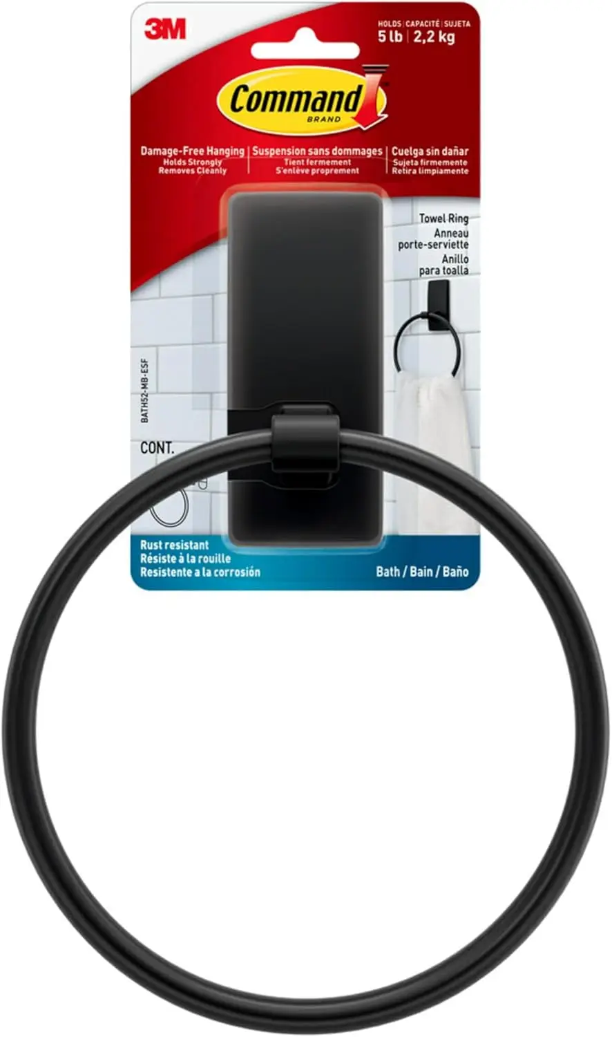 

Матовый черный держатель для полотенец с водостойкими полосами, устойчивый к ржавчине органайзер для ванной комнаты, выдерживает до 2,3 кг