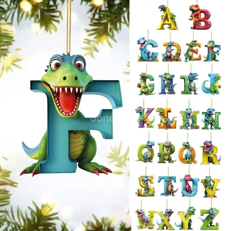 Q6PE Navidad 26 letras inglesas Animal colgante adorno para árbol Navidad decoraciones coche