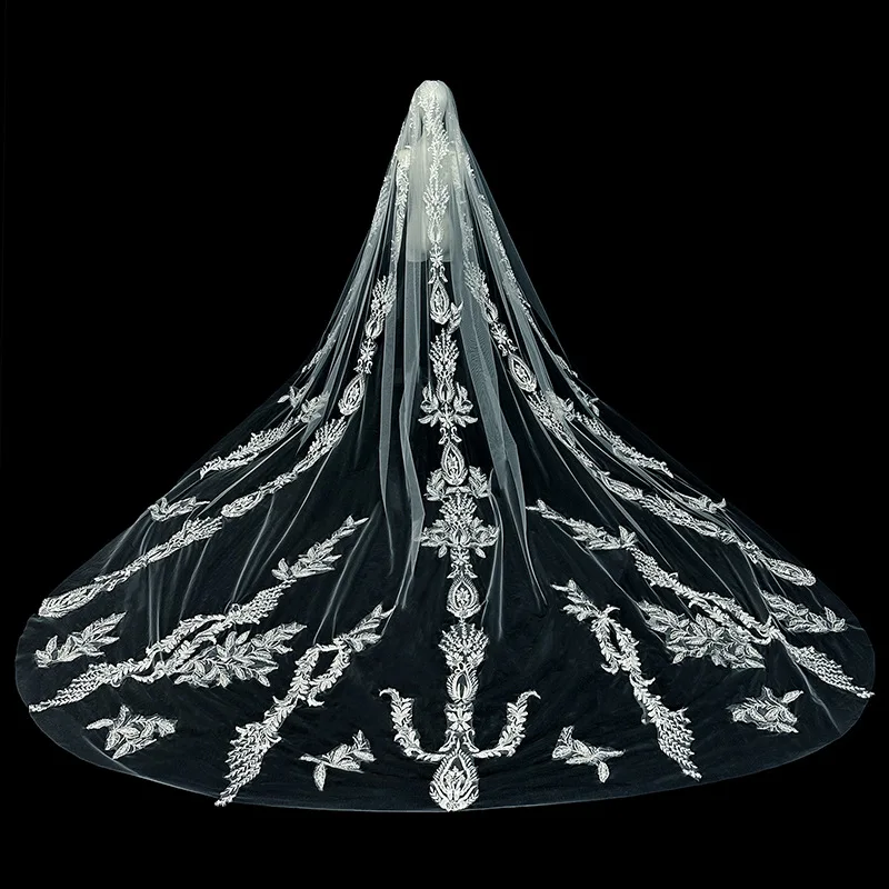 Voile de mariée en dentelle à fleurs 3D, voile rose avec peigne, accessoires de mariage, 2021