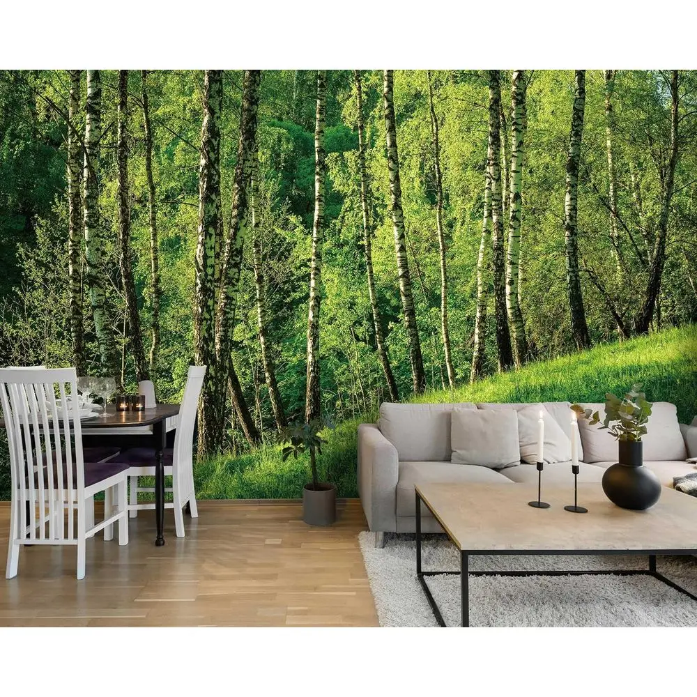 Birch Tree Forest Peel and Stick Mural Wallpaper, 16.2 ft W x 10 ft H