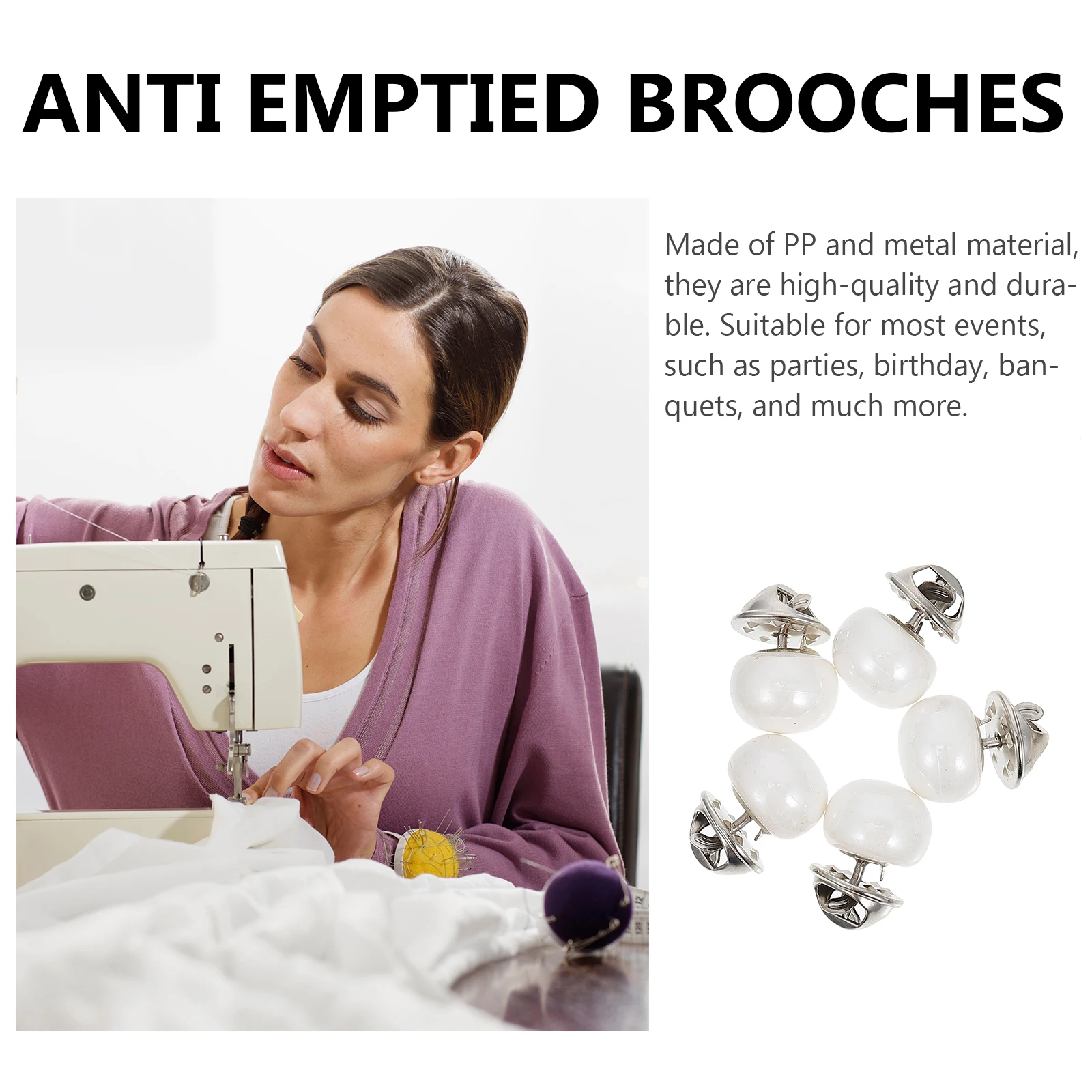 10 Pcs Brooches for Women Invisible Snaps Sleeve Pin Mini White Metal Women's