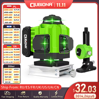 Clubiona 4D 16 lines green light level laser level projection line meter 360 self-leveling and magnetic bracket