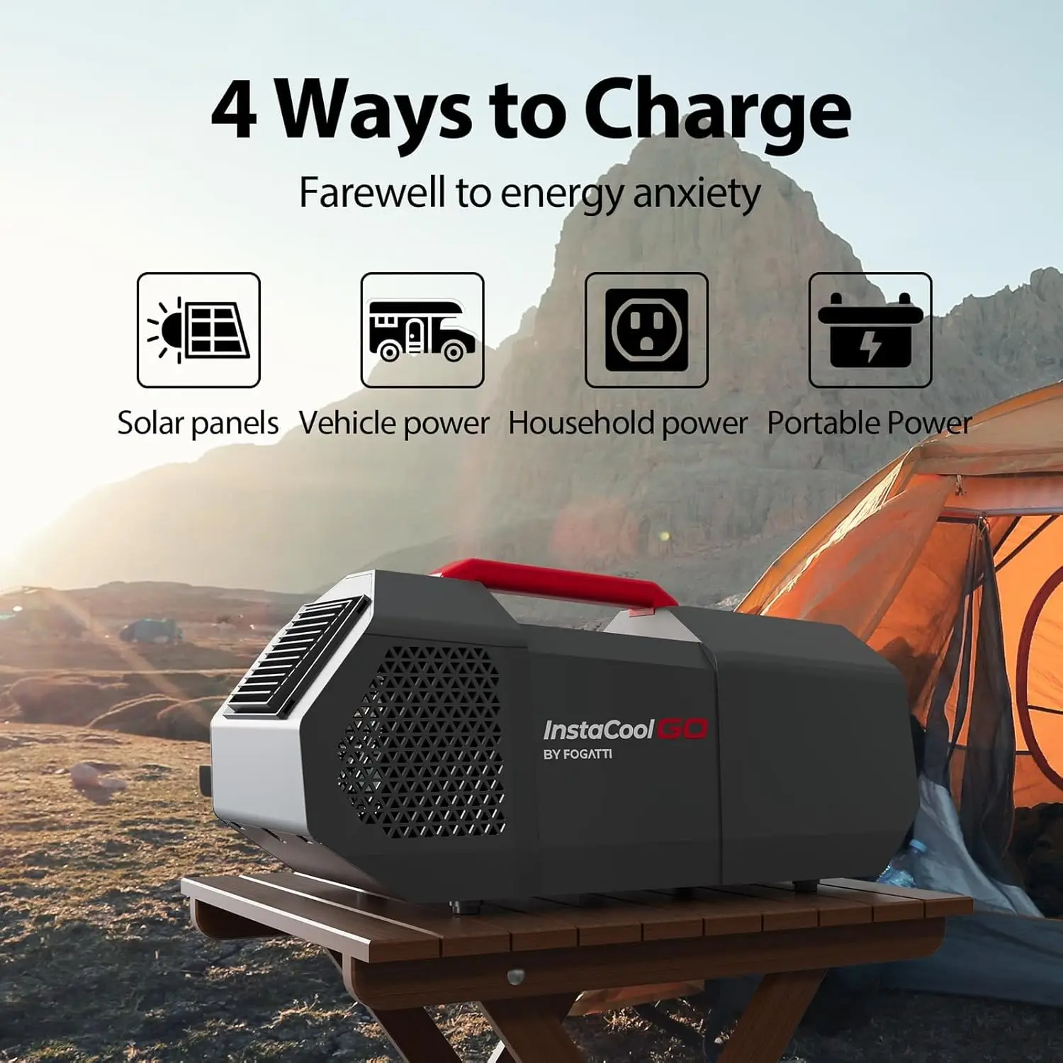 Portable Air Conditioner, 2218 BTUs Tent AC Unit, 240W Lower Power Consumption with 24V DC, Strong Cool fan