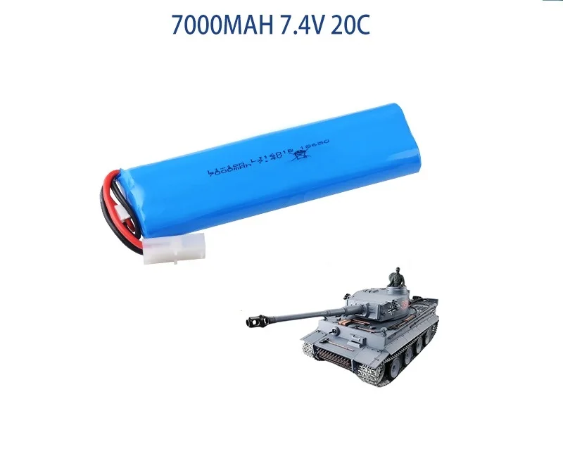 Wtyczka Tamiya ulepszona 2S 7.4V 7000mAh akumulator litowo-jonowy 18650 dla Henglong 3839-1 3889 1/16 zbiornik sterowanie radiowe część baterii