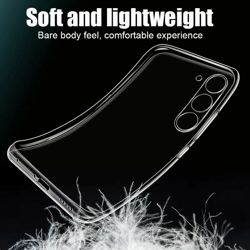 Transparent Phone Case for Samsung Galaxy S25 S24 S23 Ultra S24 Fe Silicone Soft Cover for Samsung S20 S21 Ultra S10 Plus S10E