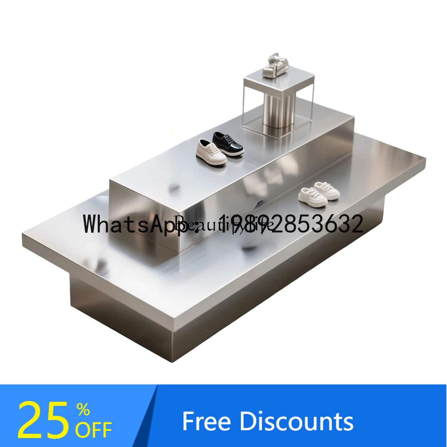 CC Kledingwinkel eilandtafel roestvrijstalen dubbellaagse productdisplay Taichung eilandtafel