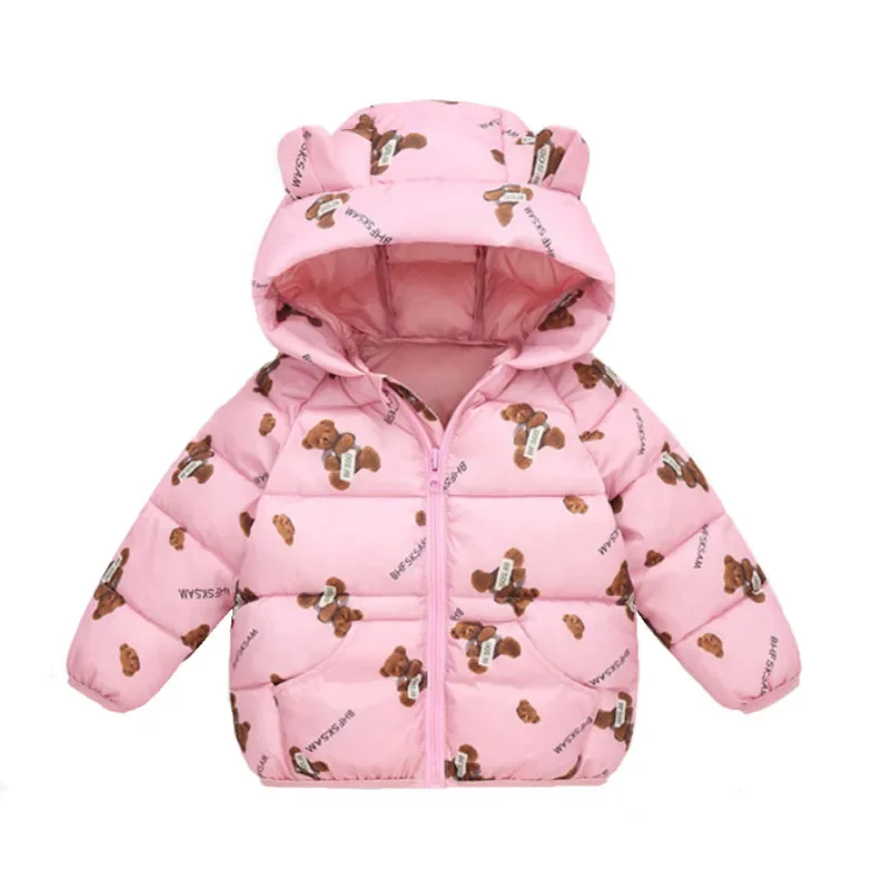 Clothing jacket winter hooded warm coat thickened sweet cartoon print 0-7 years old boys girls fashionable children\'s clothing