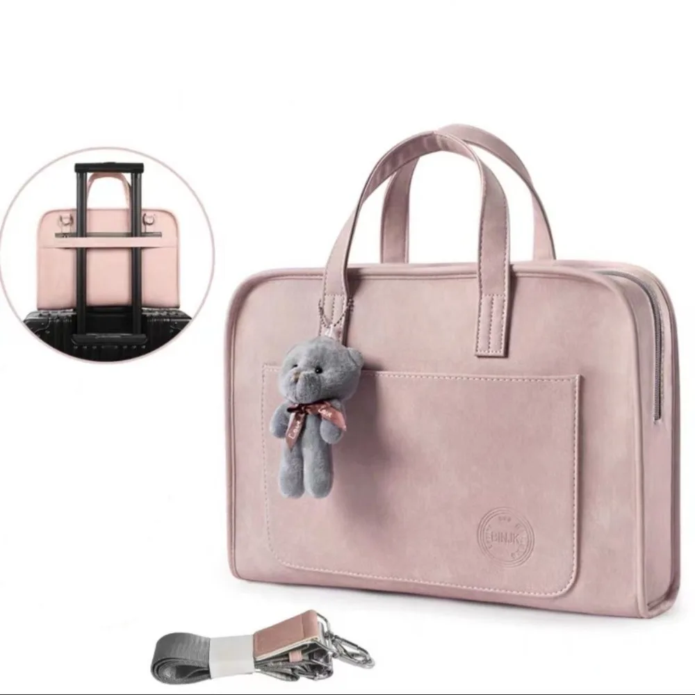 

13-14/15-16Inch Laptop Notebook Case Felt Briefcase Tablet Protective Case Multifunctional with Bear Pendant