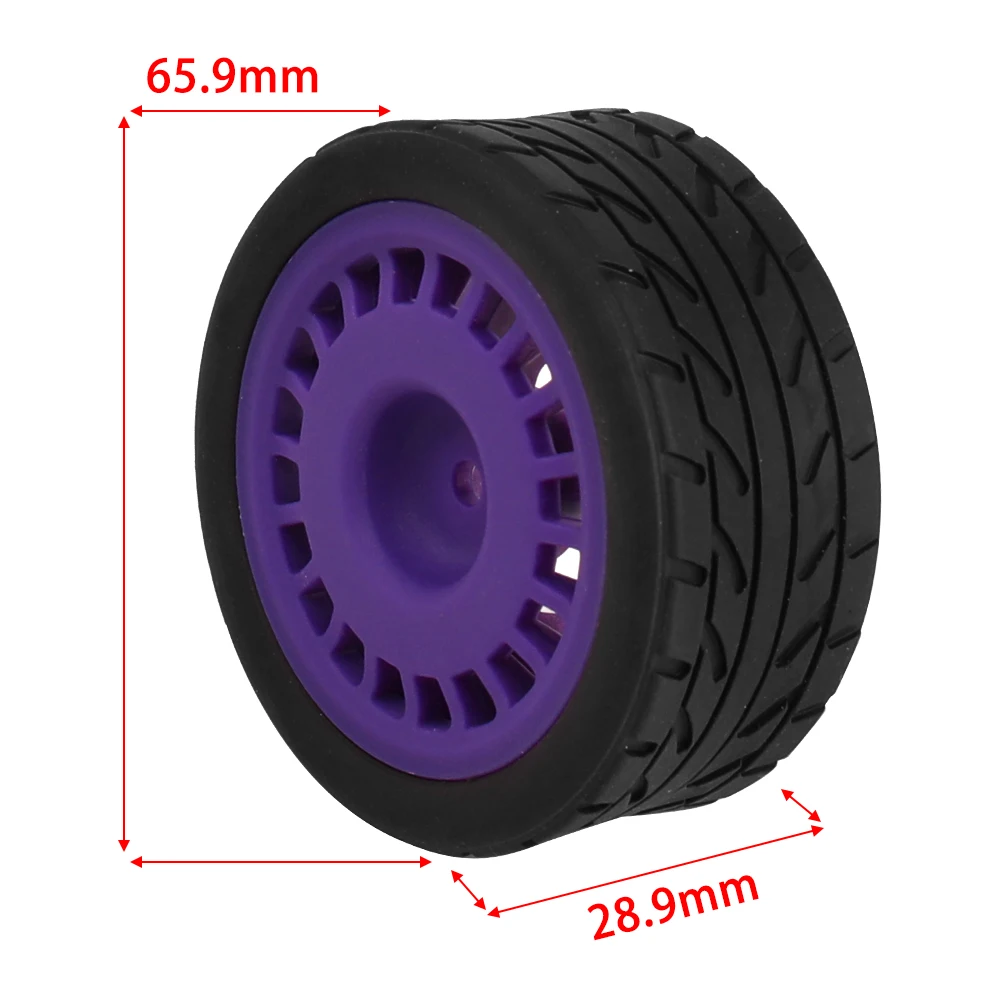 4 PCS 1/10 RC On‑Road Car Wheels Plastic Rims Rubber Tires 12mm Hex Hub 65.9mm 37.2g Upgrade Replacement DIY RC Model Parts