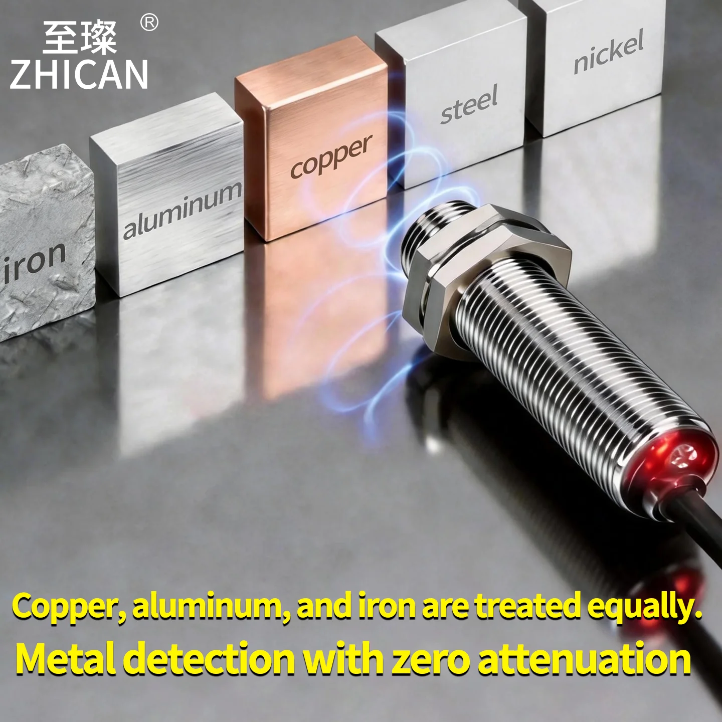ZHICAN ZC2F All Metal Inductive Proximity Sensor M8 M12 M18 M30 Aluminum Copper Iron Detection NPN NO 24V