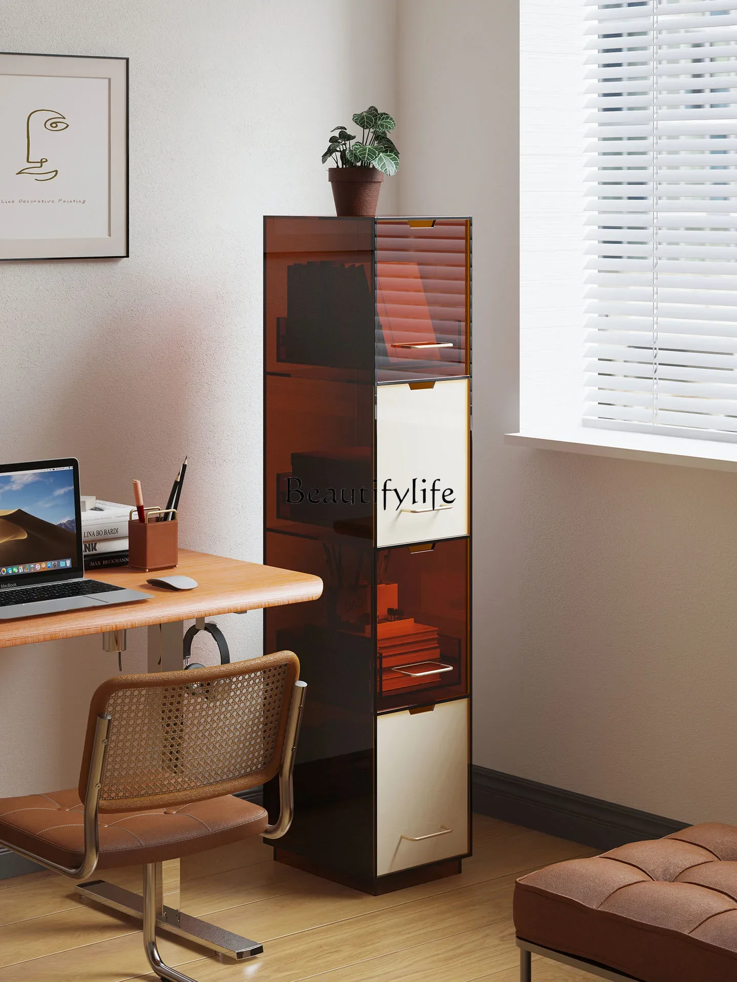 09 خزانة ذات حافة ضيقة ورف كتب ومنظم عرض رف تخزين قائم على الأرض #4